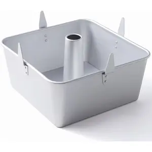18-Cup Square Tube Cake Pan, 10-Inch Anodized Aluminum Angel Food Chiffon Pan with Removable Bottom & Cooling Feet, Two-Piece Tall-Sided Tube Pan for Baking Pound Cake