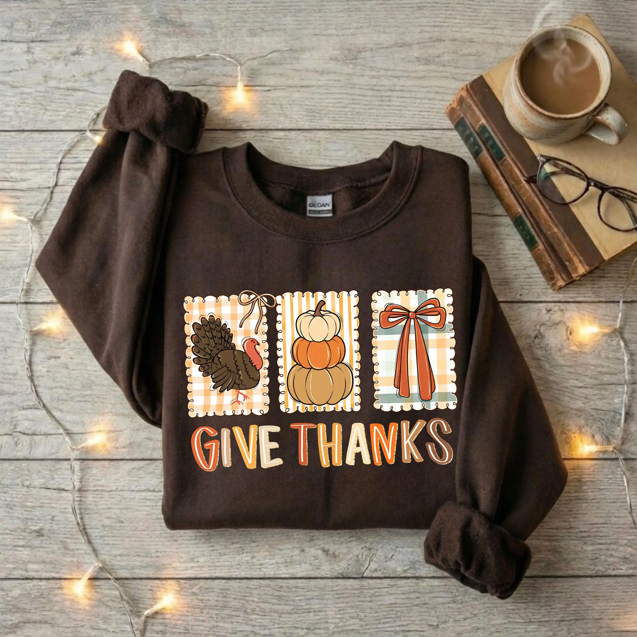 Coquette Give Thanks Sweatshirt, Retro Thanksgiving Graphic Sweatshirt, Preppy Fall Bow Sweater, Hand Drawn Doodle Style Sweatshirt, Thankful Gift Gift For Women
