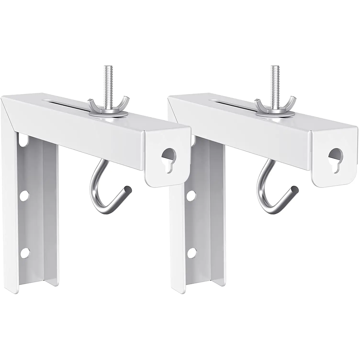 WALI Universal Projector Screen Ceiling Mount, Wall Hanging Mount L-Brackets, 6 Inch Adjustable Extension with Hook Kit, Projector Screen Placement Hold up to 66 Lbs (PSM001-W), White
