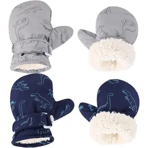 Fleece Lined Winter Mittens Gloves for Baby Boys Girls Toddler Little Kids - 2 Pair Pack