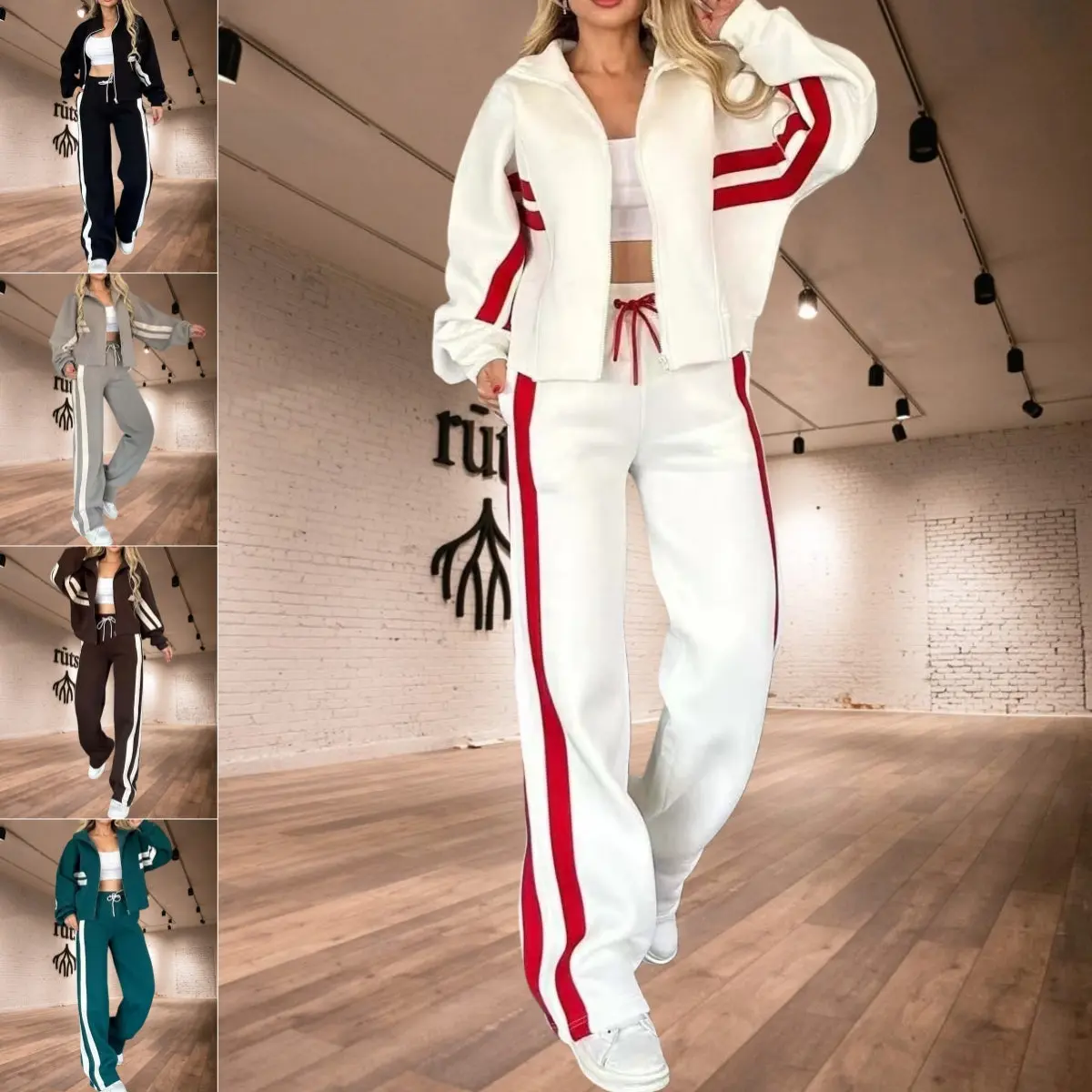 Fashion Two-piece Women's White Sports Suit Loose Sports Shirt Casual Pants Sets Sportswear Women Clothes Tracksuit Women Outfits
