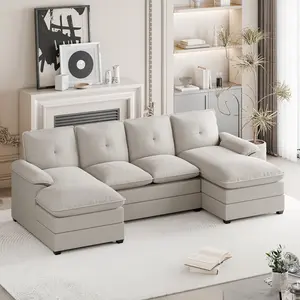 Walsunny 110" Sectional Sofa Couch, U-Shaped Sofa Sleeper with Thick Cushion & Soft Backrest,4 Seat modular Sofa new Couch for Living Room,wayfair