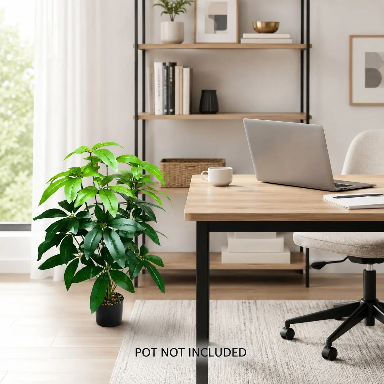 Realistic Money Tree Plant, No Pot, 24/18/12 Leaves, Vibrant, Tropical House Plant, Decorative Houseplant, Indoor Plants, Ideal for Home Office Decor, Easy Maintenance, Natural Ambiance