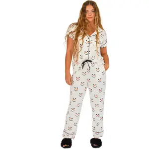 Cozy Ups Luna Snowman Christmas Pajamas Short Sleeve Long Pants Set