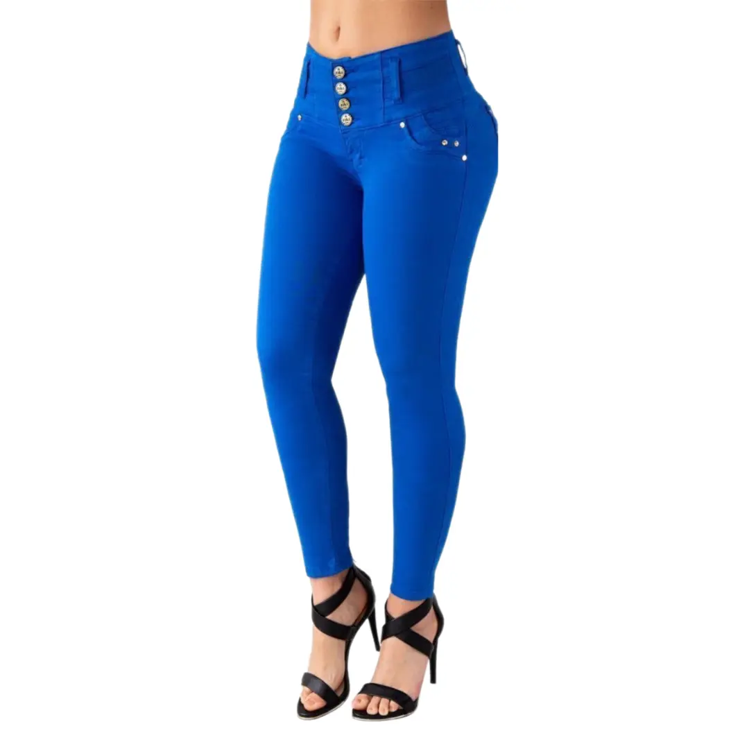 Tiki Jeans Women's High Waist Push-Up Jeans, Skinny Fit Stretchy Denim with Tummy Control and Button Fly, Tummy Control Jeans, Lady, Pants, Button Fly Jeans