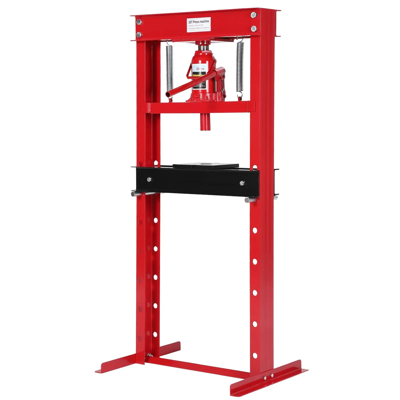 Garvee Heavy-Duty Hydraulic Shop Presses: 20 Ton H-Frame Bearing Press with Stamping Plates and Adjustable Worktable, and 6 Ton Pneumatic Benchtop Press with 2 Plates and Adjustable Height for Garage or Workshop Use