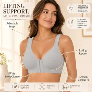 EssElegance FZ 4/2PCS Adjustable Front Closure Wire-Free, Seamless & Side Support for Daily Wear, Spring-Summer Comfort Womenswear Strapless