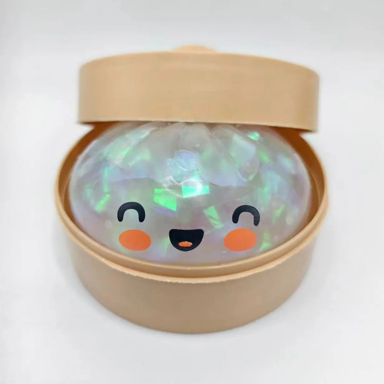 Holographic Laser Glitter Dumpling Squishy Stress Relief Fidget Toy Blue Pink Silver Gray Slow Rising Soft Squishy ASMR Stress Relief Fidget Toy, TikTok Viral Cute Food Sensory Toy