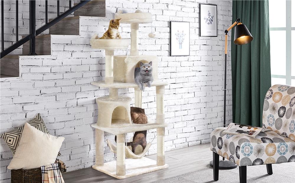 Yaheetech 62.2in/70.5in Cat Tree Cat Tower Cat Condo with Platform & Hammock, Scratching Posts for Kittens Pet Play House with Plush Perch for Indoor Activity Relaxing Yaheetech 62.2in/70.5in Cat Tree Cat Tower Cat Condo with Platform & Hammock, Scratching Posts for Kittens Pet Play House with Plush Perch for Indoor Activity Relaxing