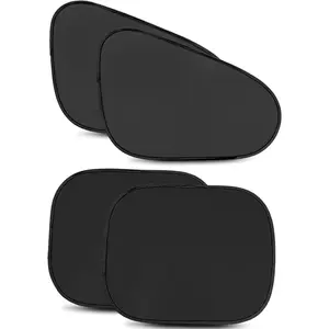 Kwak’s Car Side Window Sun Shade 4 Pack UV Protection Electrostatic Adhesive Universal Fit for Front Rear Windshield, Foldable Black Gel Sunshade for SUV Truck Van (Front +Rear Window)