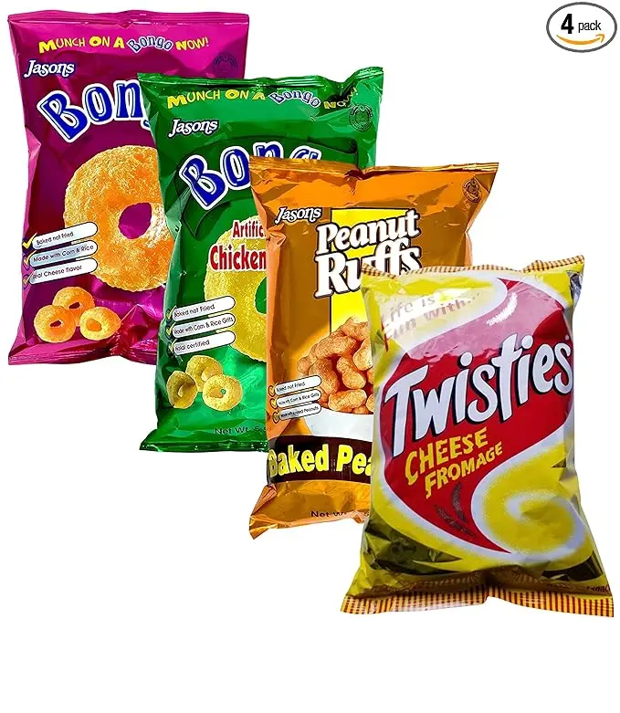 FIJI Snacks - Variety Pack | Bongo Cheese, Chicken, Peanut Ruffs, Twisties (4 Pack Deal x 156g) Crunchy Snacks From FIJI FijiSnack.com