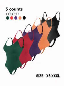 Women's Solid Color Hook & Eye Closure Crotch High Compression Shapewear Bodysuit, Casual Adjustable Strap Tummy Control Butt Lifting Shaper, Women's Shapewear for All Seasons