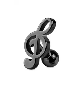 Black PVD Music Note Tragus - Cartilage Barbell