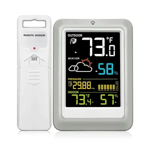 Indoor Outdoor Thermometer Wireless Weather Stations, with 330ft Range Sensor and Adjustable Brightness Inside Outside Temperature Humidity Monitor (Multi)