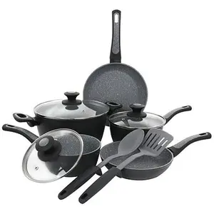 Oster 10-piece Nonstick Aluminum Cookware Set - Black and Gray Speckle