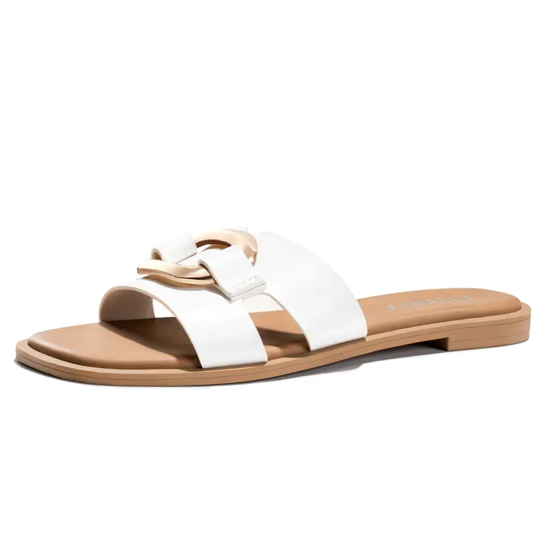 FITORY Camille Women's Braided Slide Sandals, Flat Faux Leather Open Toe Casual Footwear, Shoes for Women, Sandals Women, Women's Sandals,shoes for back to school,back to school shoes