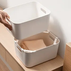 4pcs Contemporary Plastic Stacking Organizer Bins for Desktop, Kitchen Cabinets with Stackable Fixed Clamps