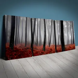 Modern Art Canvas Prints Set, 3-Piece Framed Wall Art, HD Print Forest Landscape, Perfect for Living Room Bedroom Office Decor