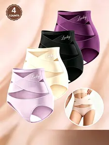 Women's High-Waisted Fitted Mesh Briefs ，Built-in Shapewear, High-Rise Seamless, Body-Shaping, Comfortable Soft Underwear, Tummy Control, Breathable Non-Irritating All-Season Wear,  Built-In Shapewear Briefs, High-Rise Seamless Briefs Compression Panties