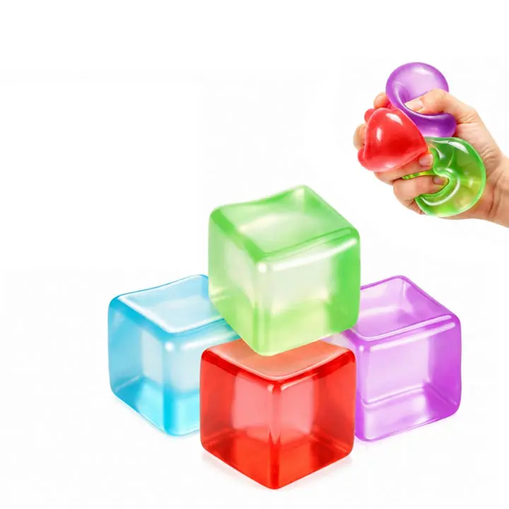 4-Pack Slow Rising Squishy Set, Stress Relieving Cube Fidget Toy for Sensory Play, Stress Relief