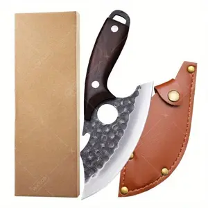 1 PC Wooden Hand Forged Kitchen Chef's Knife Stainless Steel Meat Cleaver Vegetable Slicer Sharp Blade Portable Boning Knife Fruit Paring Knife Tools