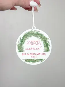 Our First Christmas Married, Engaged, Ornament