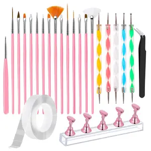 Nail Art Tools, Nail Brush, 15 PCS Nail Art Brushes, 5 PCS Nail Dotting Tool, Nail Stand, Nail Holder For Painting Nails, Press On Nail Stand, Nail Tools, Nail Design Tools