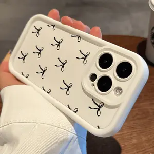 White Black Bow iPhone Case 17/16/15 Pro Max 14 Plus/13/12/11 Pro/Air Sweet Edgy Aesthetic Precise Fit Full Protection