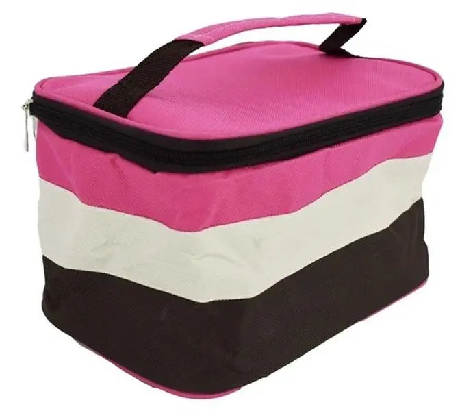 Insulated Lunch Bag Travel Food Storage Box Pink 8 x 6.5 x 8 Inch