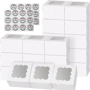 Boxes with Window,  Auto Pop-up Chocolate Covered Strawberry Boxes White Bakery Boxes for Cookies, Treats, Pastry, Breakable Heart, Donuts, Muffins