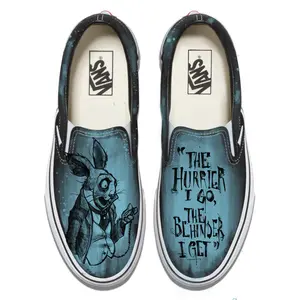 White Rabbit Alice in Wonderland Vans Slip ons