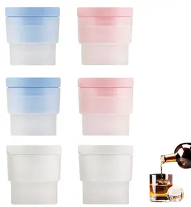 Ice Ball Molds - Set of 6, Round Ice Cube Molds, Slow-Melting Stackable Large Ice Cube Maker, Spherical Ice Cubes for Whiskey, Cocktails, Drink, Tea, Coffee, Easy-release Ice Ball Maker