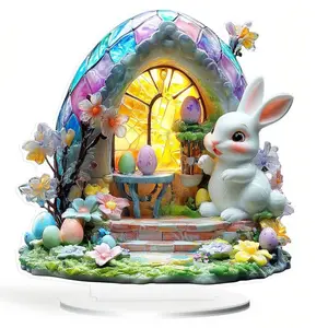 Easter Bunny Signature Set, Cute Easter Rabbit Table Decorations, Acrylic Egg Ornaments, Perfect for Easter, Weddings, Anniversaries