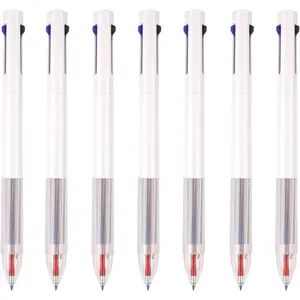 7 Pack of Multicolor Ballpoint Pen 0.5, 3-in-1 Colored Pens Fine Point,Retractable Ballpoint Pen with Pocket Clip for Planner Journaling Writing (White)