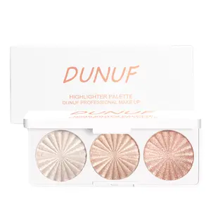 DUNUF Glitter Highlighter Palette, Waterproof & Sweatproof, Long-Lasting Shine, Smooth Texture, Perfect Gift for Women, Holiday Present Idea
