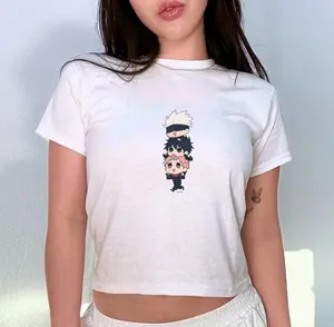 Gojo Jujutsu Kaisen Chibi Anime Baby Tee,  Cropped Y2K Trendy Shirt, Women's Clothing, Anime Jujutsuu Kaisenn Baby Tee, JJK Vintage Top