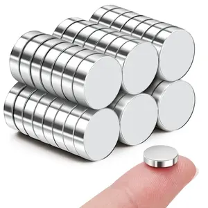 45 Pcs Refrigerator Magnets, 10x2.6mm Small Round Fridge Magnets, Multi-Use Premium Neodymium Office Magnets for Fridge, Whiteboard, Billboard in Home, Kitchen, Office and School (Silver)