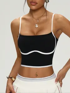 Women's Colorblock Adjustable Sports Tank Top, High Elastic Breathable Yoga Shirt, Quick-Dry Fitness Top for Gym & Workout