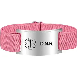 Medical Alert Bracelet for Women Men Adjustable Medical Alert ID Wristband for Diabetic D.N.R Pacemaker Epilepsy
