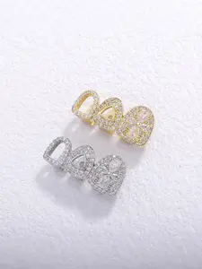 Cool Rhinestone Hip-Hop Teeth Grillz, Unisex Street Style Jewelry, Zircon Material, Perfect Birthday Gift, All Seasons