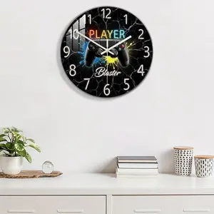 Acrylic Electronic Game Theme Clock with Player Text, Silent Movement, Perfect Gift for Gamers, Ideal for Gaming Room Decor