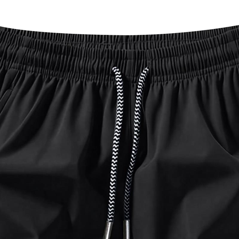 Men's 5-Pack Solid Color Casual Shorts with Zipper Pockets, Summer Fashion Drawstring Athletic Shorts, Suitable for Summer Gym Workouts, Running, and Outdoor Activities, Comfortable and Adjustable