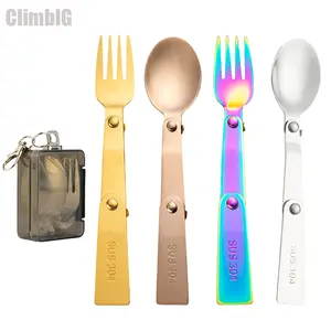 304 Stainless Steel Cutlery Set - Foldable Pocket Knife Fork Spoon Portable Outdoor Camping Tableware Creative Gift for Travel