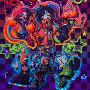 RESTOCKED - Scene-ish TADC Holographic keychains!!! Pomni, Jax, Ragatha, Kinger, Zooble, and Gangle