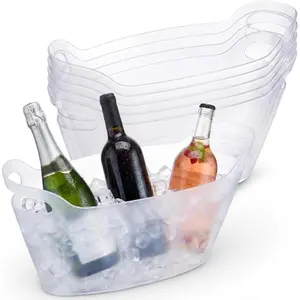 6 Pack 6l Ice Bucket for Parties, Plastic Beverage Tub with Handles, Portable Ice Drink Bucket for , Champagne, , , Large Drink Chiller for Wedding, Bar, Picnic, Pool(Clear)