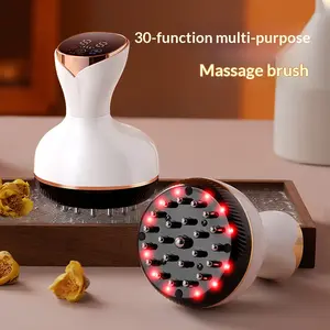 Wireless Electric Meridian Brush with Red Light Heating & Vibration, Portable Gua Sha Scraping Device for Body Lymphatic Massage, USB Rechargeable Handheld Massager, Compact White Ideal Gift for Home Spa Relaxation