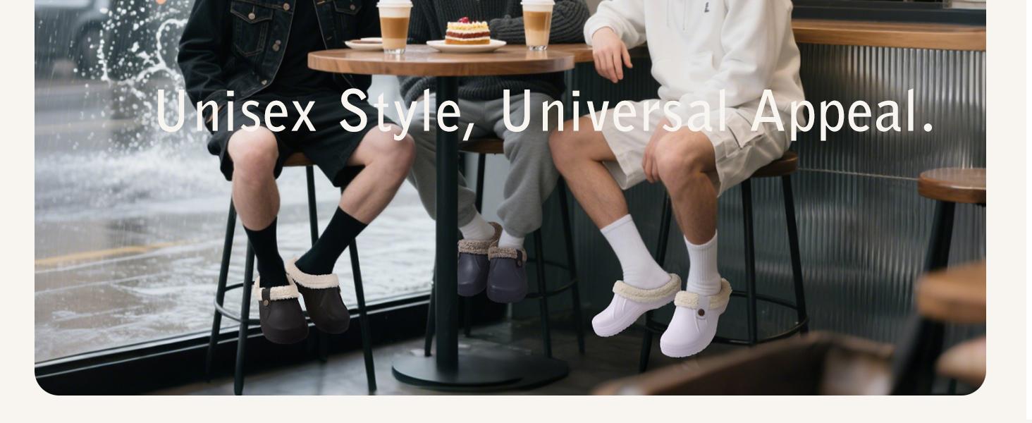 KIDMI Women's Waterproof Fur Lined Clogs Slippers for Indoor & Outdoor Use, Fuzzy Comfortable Garden Shoes Winter Men Cotton Shoes