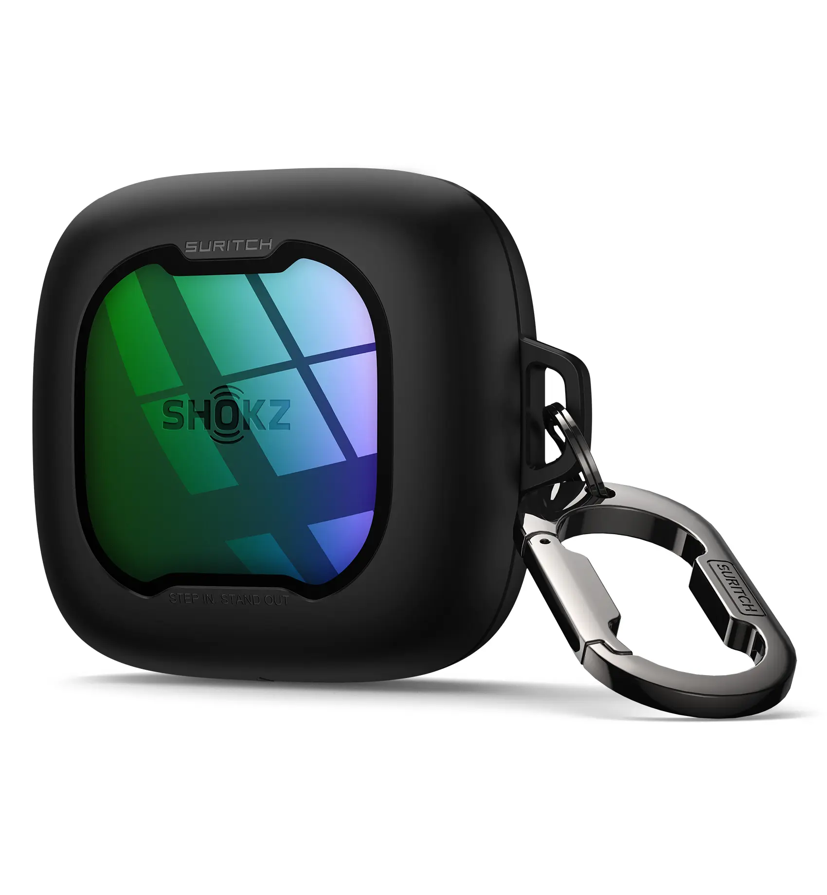 SURITCH for SHOKZ OpenFit Air Case Cover, Magnetic Locking Cases for SHOKZ OpenFit Air Open-Ear Headphones, Protective Bumper Cover with Carabiner & Keyring for OpenFit Air Earbuds (2024) [ONLY CASE, NO INCLUDE BUDS]