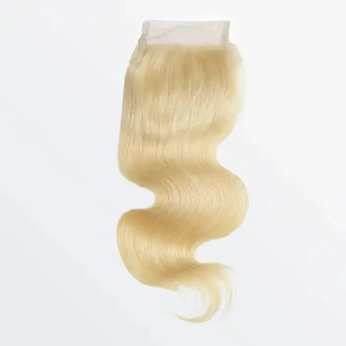 Virgin Human Hair 4x4 Body Wave Lace Closure - 613 Blonde, Free Part, Natural Look, Virgin Hair