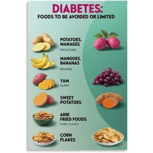 Diabetes Food List Restaurant Poster(3) Canvas for Bedroom Living Room Decor 16x24inch(40x60cm) Unframe-style Colorful Ornaments